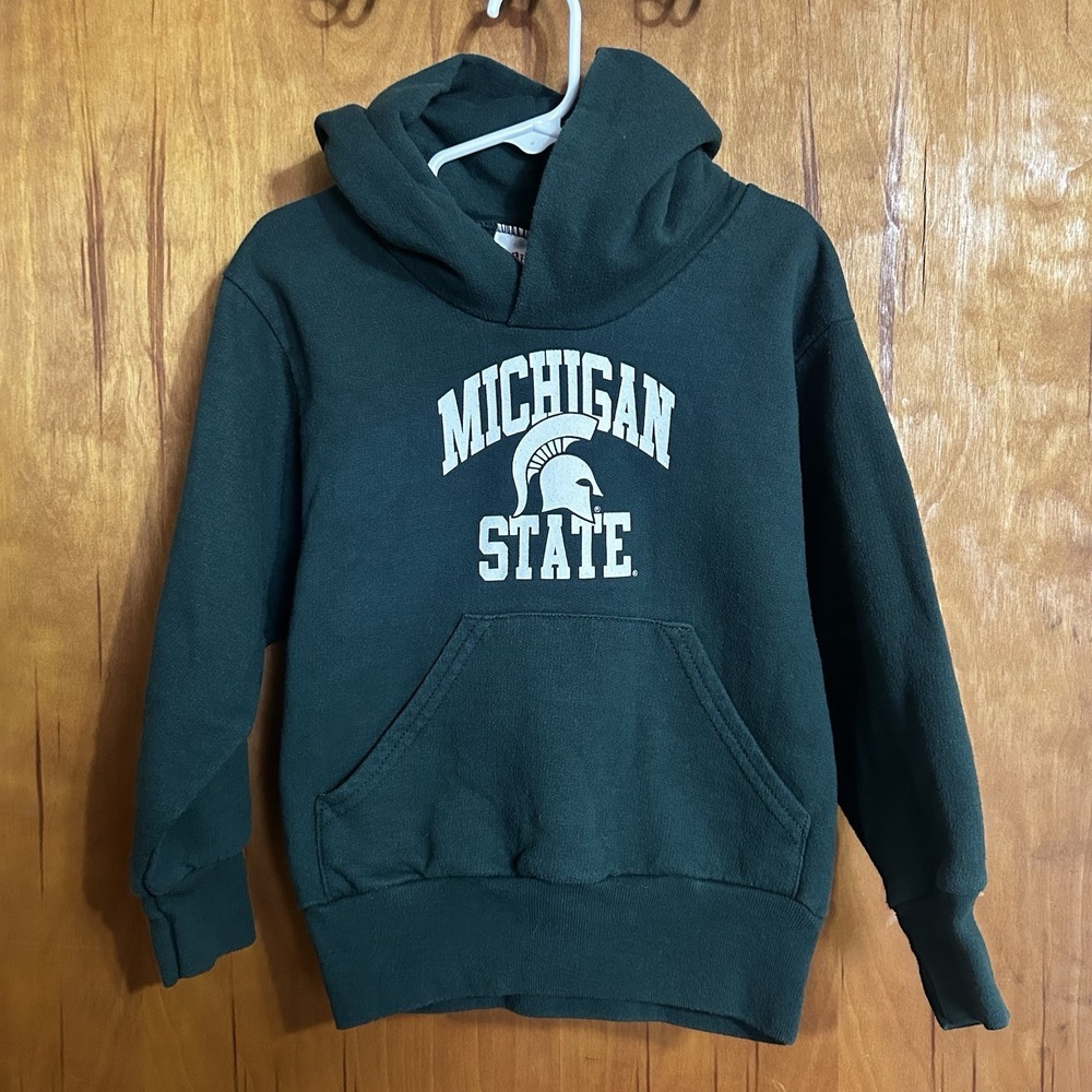 Michigan State Spartans Hoodie‎ Sweatshirt Hanes Pullover Green Toddler XS 2/4